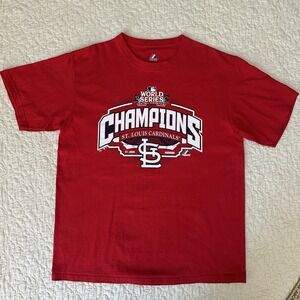 Majestic T Shirt Large Red St Louis Cardinals 2011 World Series Champions MLB
